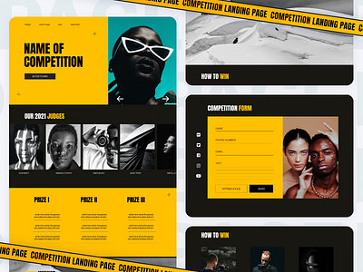 ⭐ FREE TEMPLATE ⭐ Colorful Competition Landing Page brand branding business colors competition contrast design free template icons landing page landing page design landing page template marketing no code photography ui web design website website template yellow