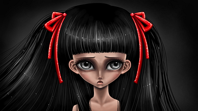 Big Eyes Girl 2014 art artwork big eyes character digital art drawing emotion girl illustration portrait sad sadness