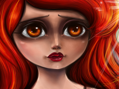 Red Hair Girl 2015 big eyes character digital art drawing girl illustration portrait red hair sad sadness