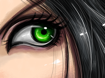 Green Eye black hair character concept art digital art draw drawing eye green eye illustration sketch