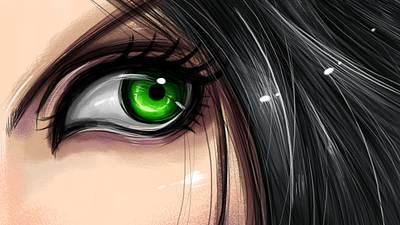 Green Eye black hair character concept art digital art draw drawing eye green eye illustration sketch