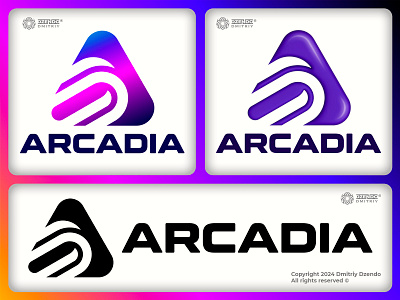 ARCADIA Logo IT company abstraction branding internet it company logo logo design logo designer logo trends minimalism modern logo negative space smart logo technology