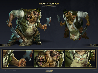 2-Headed Troll Boss 2d art cgi character character design concept concept art digital 2d digital art fantasy game game art game of heroes gamepack illustration legendary mobile games troll