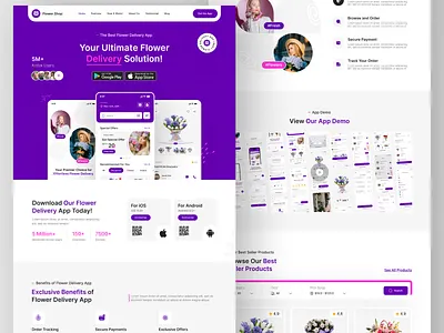 Flower Delivery App Landing Page UI Design | Web Design app app landing page app website design figma figma designer figma ui ux designer figma web designer flower delivery app website hire dedicated ui ux designer hire ui ux designer landing page uxui web web designer web designer in usa web developer webflow website design wordpress