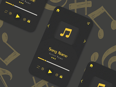 Music Player with yellow music fonts graphic design ui