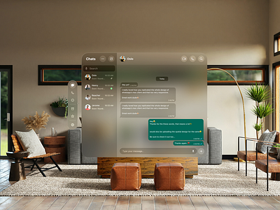 WhatsApp for Vision Pro🥽 branding dailyui design illustration spatial app texting typography ui ux vector vision os vision pro whatsapp