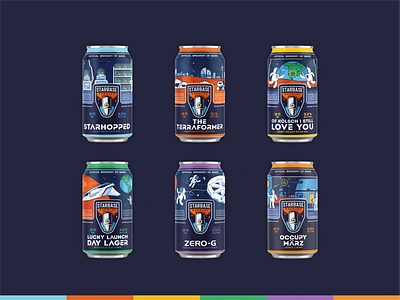 Starbase beers astronaut beer beer mocup can brewing craft beer earth hops illustration ipa labaratory mars mocup nasa planets rocket space space station spaceman spacex star