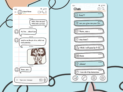 Hand draw Chat UI animation graphic design ui