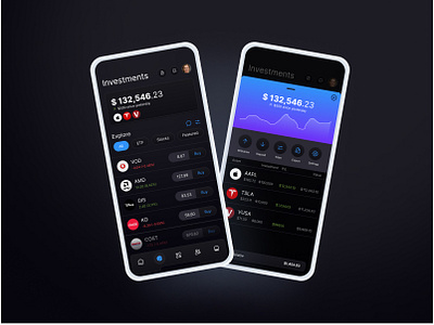 Banking App - Investments aapl app bank banking app cash dark theme design etf investments ios portfolio stocks trading ui user experience user interface ux