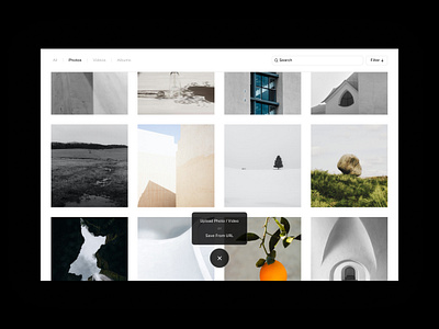 Minimalist Gallery gallery interfacedesign minimalist minimalist design photo gallery photos privategallery simple design typography ui uidesign uiux user interface