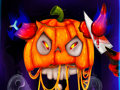 PUMPKIN DUDE app art digital illustration game art halloween illustration narisofka pumpkin