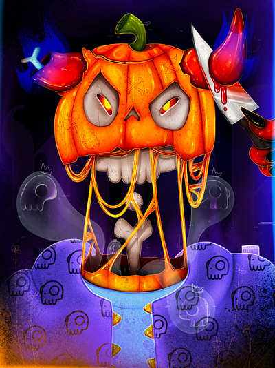 PUMPKIN DUDE app art digital illustration game art halloween illustration narisofka pumpkin