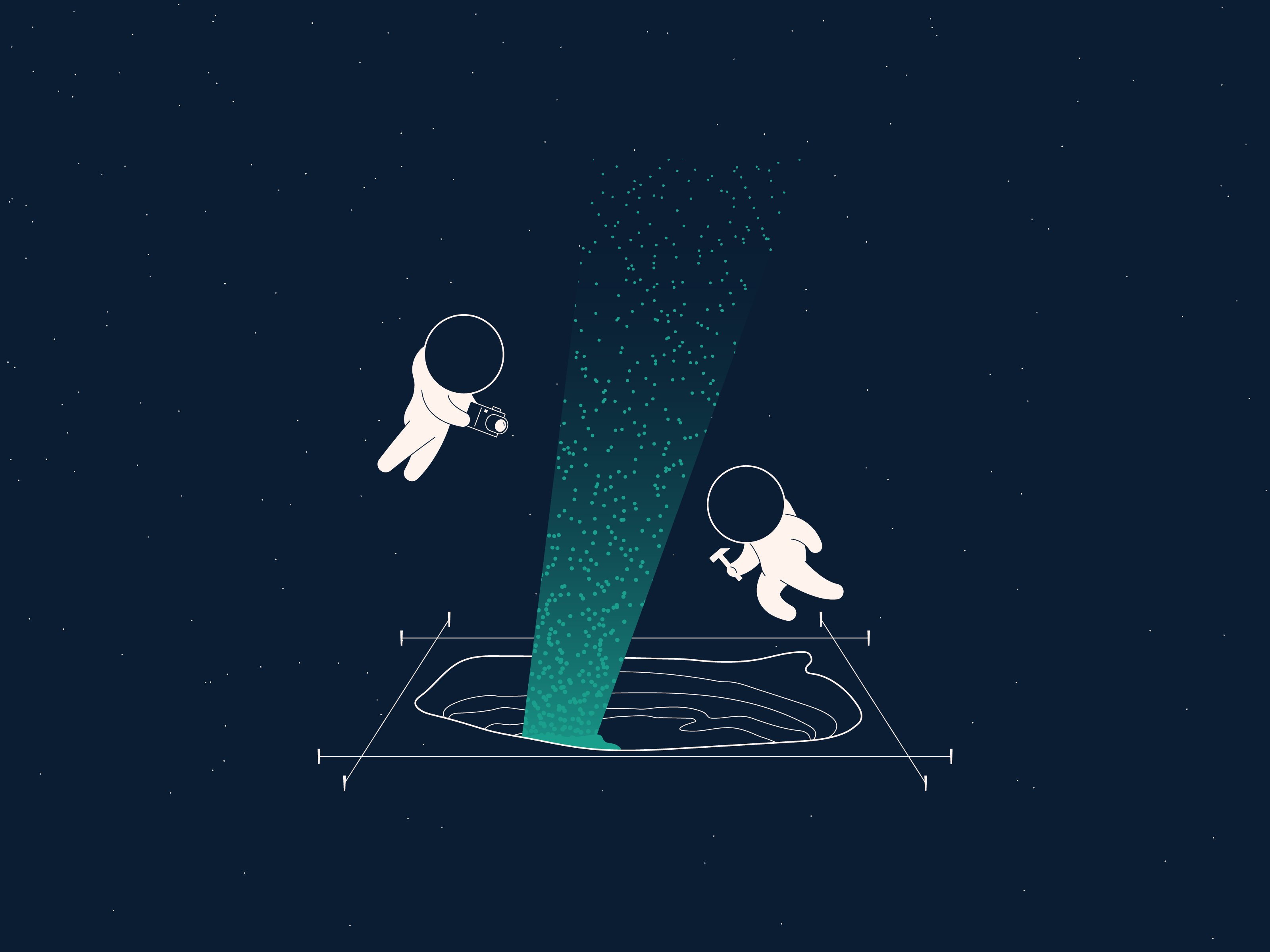 Uncovering cosmic fossils astronomy design discovery graphic illustration minimalist science space vector