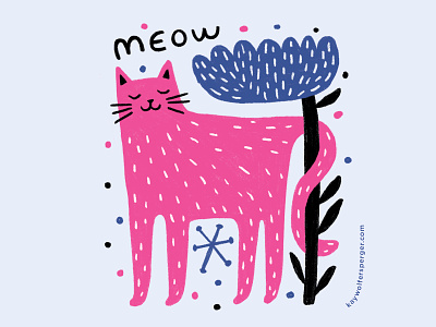 Twistie cat flower illustration spot illustration sticker
