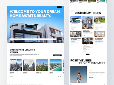 Restate - A Real Estate Website Design bold branding figma graphic design housing landing page product raleway real estate rent house ui ux website design