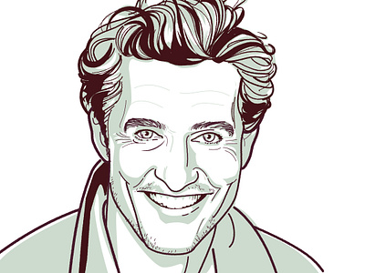 Matthew McConaughey actor celebrate character cinema face graphic illustration lineart portrait vector