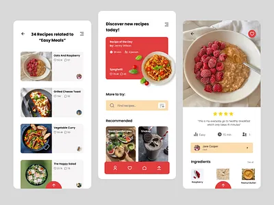 Recipe App app branding clean ui cooking app dashboard design food food app illustration minimalist design mobile app modern modern design recipe app ui