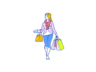 Shopping black friday character face girl graphic happy illustration shopping shopping bag vector