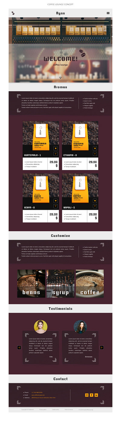Coffee Lounge Concept - UI 3d 3dsmax adobe photoshop figma graphic design landing page prototype ui website design