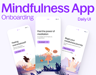 Mindfulness App Onboarding UI Concept app challenge daily dailyui graphic design meditation mindfulness onboarding ui