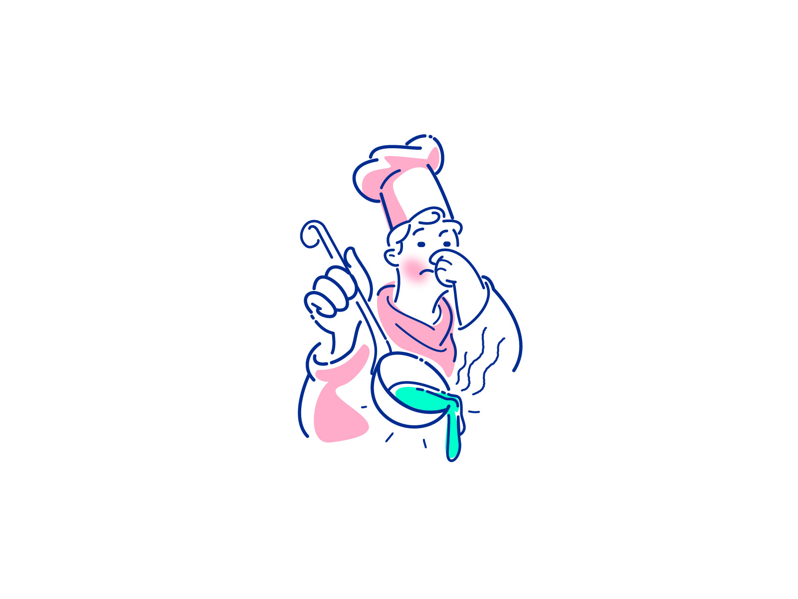 Master chef character chef cooking face food graphic illustration smell soup vector