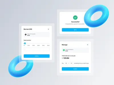 Lendscape App - Widgets 3d bitcoin chain crypto light modal objects pools rune setup state success thor web3 widgets window