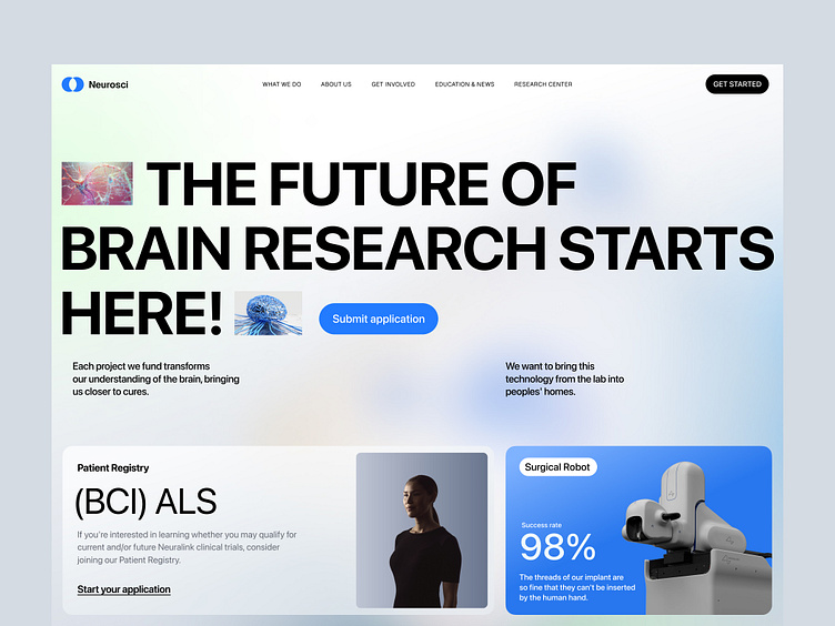 Neuro science brain research center's website landing page by Abdul Moiz  for Inspirux on Dribbble