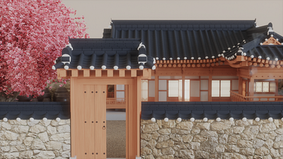 Hanok (Traditional Korean House) 3d blender fall hanok korean spring winter