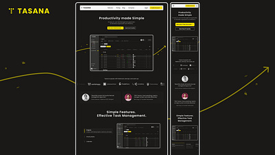 Tasana - Website/Web Design, Landing Page - SaaS dark mode mobile responsive productivity app saas task management app ui design web application webdesign website design