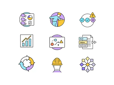 Illustrated Icons graphic design icons icons set illustration industrial engineers. kilometro stroke icons ui