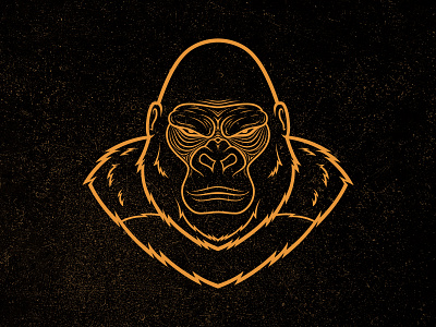 Golden Gorilla ape beast design emblem face gold golden gorilla head illustration logo logotype mascot monkey predator print silhouette vector vintage