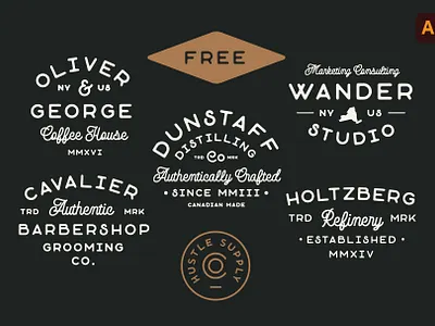 Free Logo Template Pack by HSCO branding classic design free free font freebie illustrator label lockup logo retro vintage