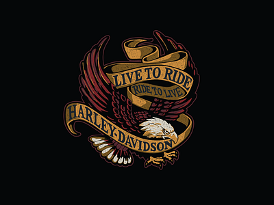 Live to Ride american americana apparel culture design eagle graphic harley harley davidson hdmc illustration logo motorcycle retro t shirt vector