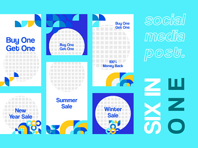 Social Media Kit Design | Geometry blue layout web banner