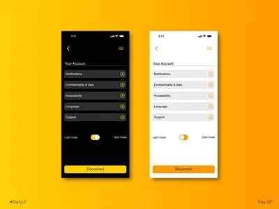 #07 - Settings adobe adobexd graphic design mobile ui ux
