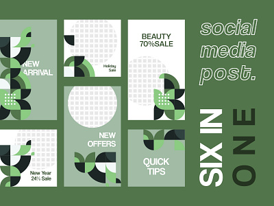 Social Media Kit Holiday | Geometric green holiday banner naufal milan sage