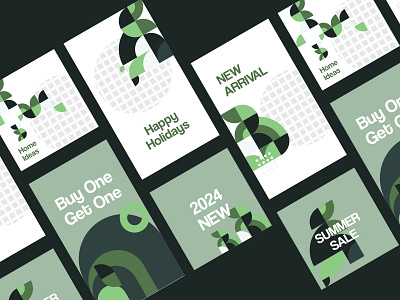 Social Media Kit Ideas | Geometric green sage minimal naufal milan sage colors