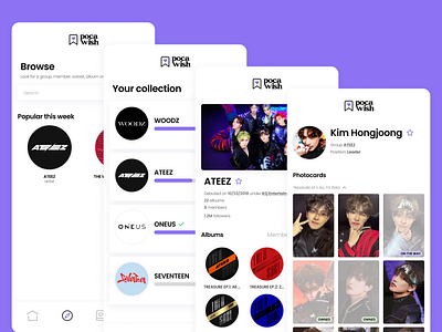 Kpop Collection App app app design ateez collection kpop mobile app mobile design photocard collection tracking ui ui design ux