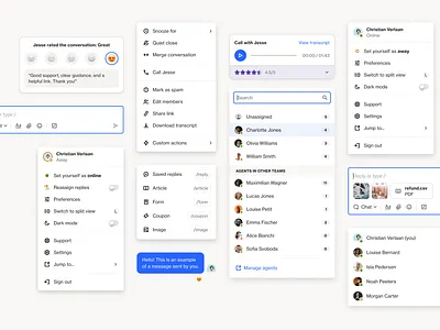 Menus and widgets chat conversations design menu messaging product ui