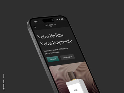 Empreinte Paris - Website Concept bespoke branding concept dark theme figma fragrance french illustration mobile mockups procreate shapr3d typography visual identity website