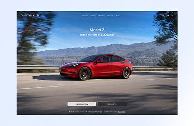 Tesla automobile branding desktop design home page minimalistic ui recreation tesla homepage ui uiux ux web design
