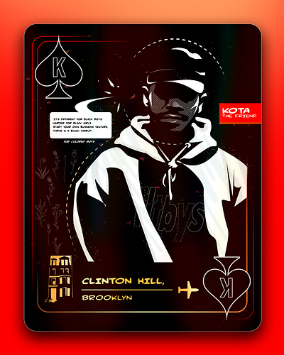 Kota Card: KoS, Clinton Hill adobe card card art hip hop illustration illustrator kota kota the friend music rap tabletop tcg theophilus trading card vector vector art wallen