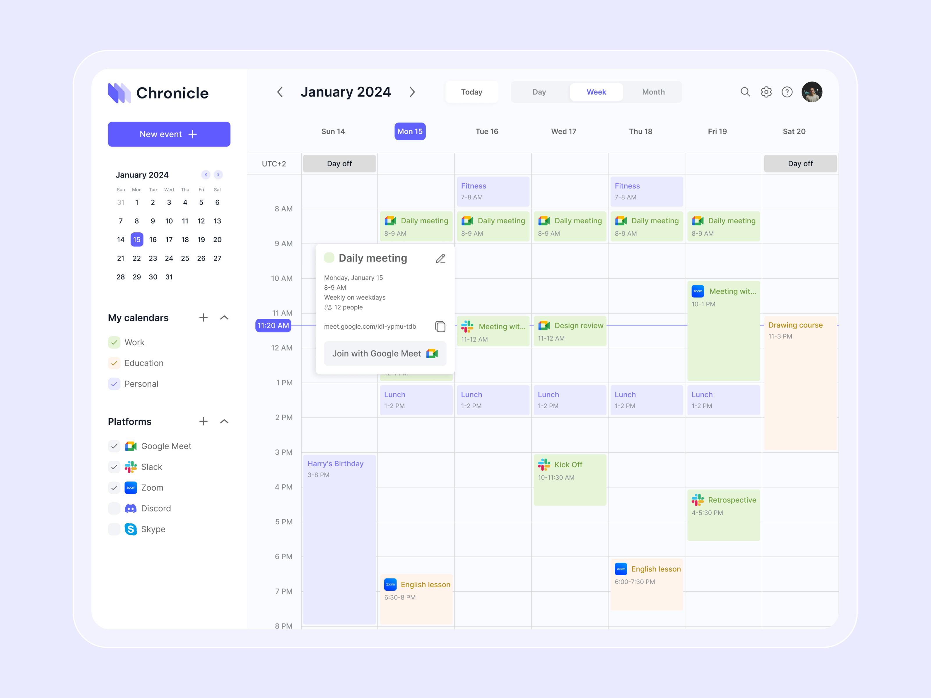 Chronicle - Dashboard Calendar / Multi-Platform Synchronization by ...