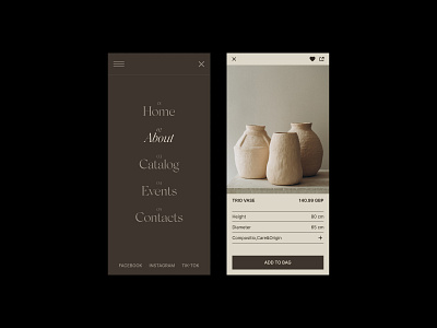 Сeramics studio/Mobile branding ceramics design shop typography ui ux web