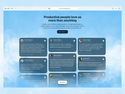 Testimonials in the cloud 🌥️ landing landing page minimal saas testimonial testimonials web design