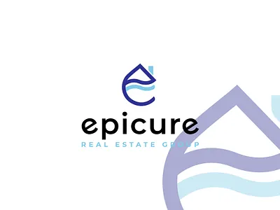 Mordern Logo branding e logo epicure graphic design house logo minimilistic real estate roof water