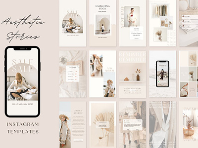 Aesthetic Instagram Story CANVA aesthetic feed aesthetic instagram story canva blogger template branding kit canva branding canva template ig posts instagram feed instagram influencer instagram post instagram templates minimalist template post template