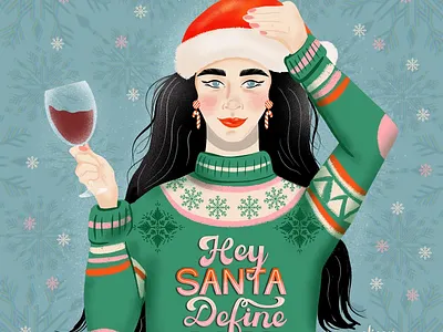 Define Good Santa Character Design art licensing character design christmas design drawing challenge female illustrator hand drawn hand lettering illustration portrait procreate santa