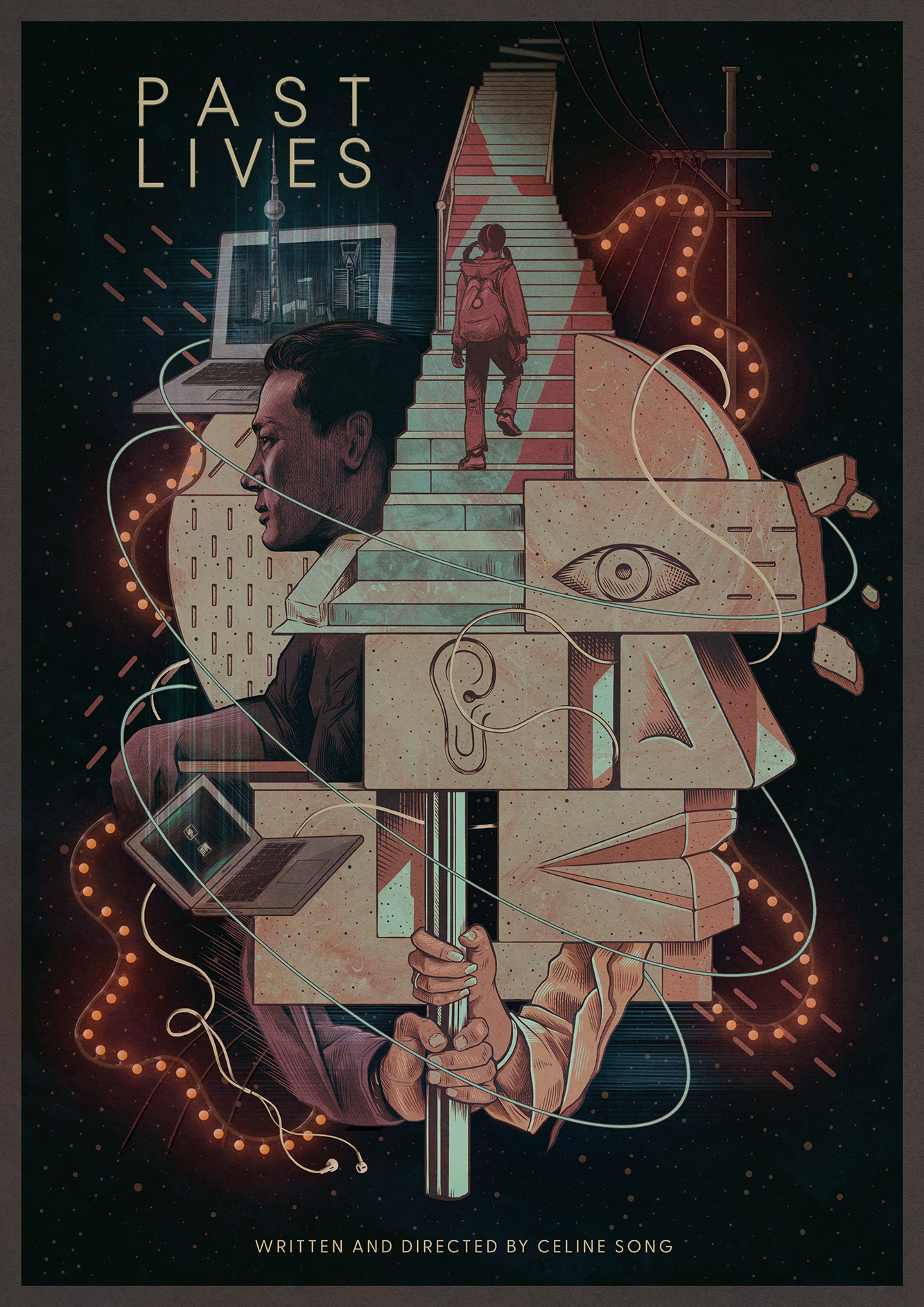 Past Lives alternative movie poster art drawing film poster illustration movie poster past lives poster poster art poster design