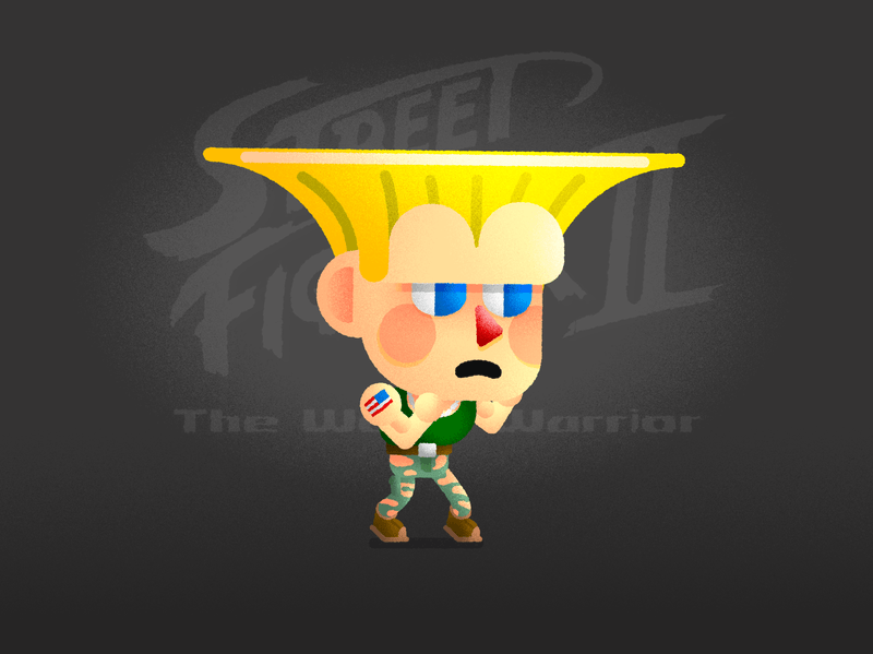 Guile Animated | Street Fighter II Tribute animation cute guile illustration motion graphics sticker street fighter vector videogames